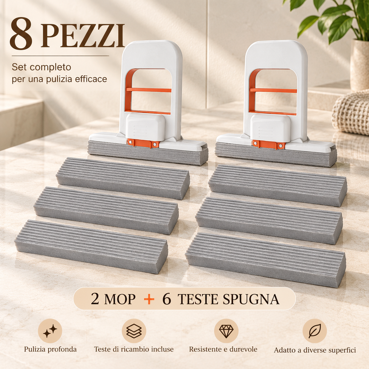 LilyMop™ - Mini Mocio Autostrizzante da Tavolo, per Cucina e Bagno