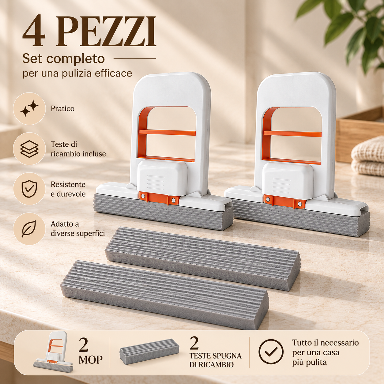 LilyMop™ - Mini Mocio Autostrizzante da Tavolo, per Cucina e Bagno